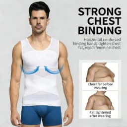 Men Invisible Mesh Cross Shapewear Vest, Sleeveless Compression Tank Top, Tummy Control Slimming Undershirt for Gynecomastia