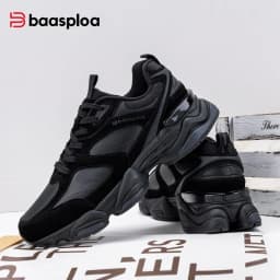 Baasploa Men Walking Shoes Comfort Leather Upper Casual Chunky Sneakers Male New Fashion Sport Shoes Cushioning Non-Slip