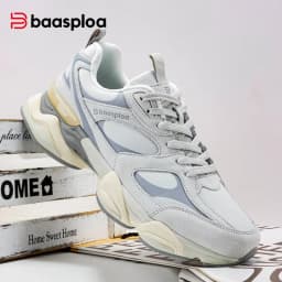 Baasploa Men Walking Shoes Comfort Leather Upper Casual Chunky Sneakers Male New Fashion Sport Shoes Cushioning Non-Slip