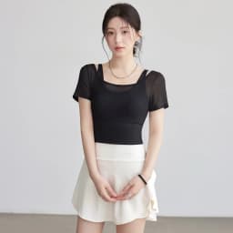 Fake Two-piece Pure Lust Style Yoga Short-sleeved Women Tight-fitting Slimming Sports Top with Chest Pad Pilates Fitness Summer