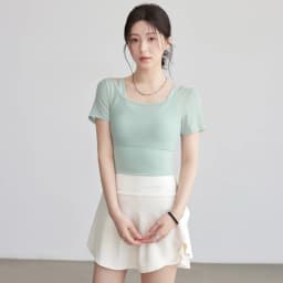 Fake Two-piece Pure Lust Style Yoga Short-sleeved Women Tight-fitting Slimming Sports Top with Chest Pad Pilates Fitness Summer
