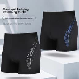 Professional Mens Swimwear Square Leg Quick Dry Swim Trunks for Beach Hot Spring
