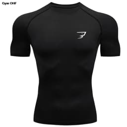 New Men's Short Sleeved T-shirt Compressed Quick Drying Breathable Training Tees Fitness Jujitsu Rashguard Top Gym Sport Shirts
