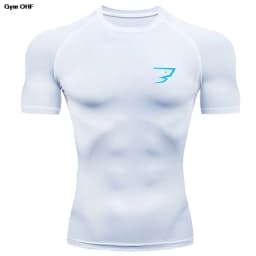 New Men's Short Sleeved T-shirt Compressed Quick Drying Breathable Training Tees Fitness Jujitsu Rashguard Top Gym Sport Shirts