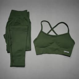 DFDK High Waist Stretch Leggings Set, Seamless Tie Back Sports Top, 2Pcs Workout Suit for Outdoor Fitness Running