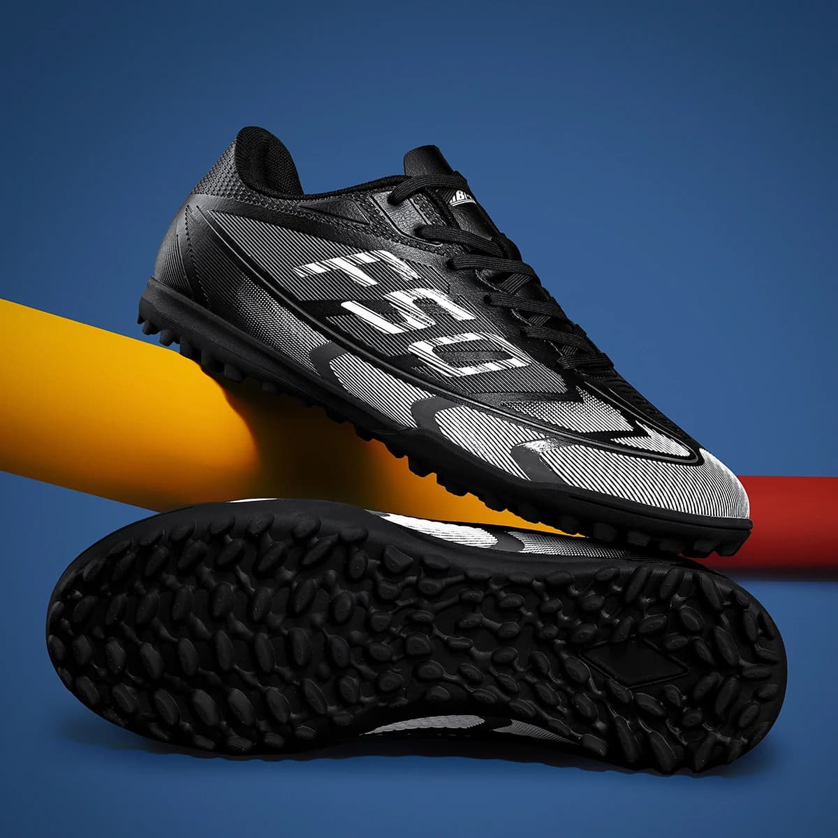 Cost-effective TF Football Boots PU Blend Upper Dense Rubber Stud Anti-slip Durable Budget Turf Football Footwear