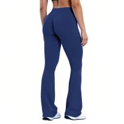 HISTELLO Yoga Flare Pants Low Waist Seamless Scrunch Butt Lifting Tummy Control Workout Gym Sports Bell Bottom Leggings