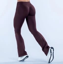 HISTELLO Yoga Flare Pants Low Waist Seamless Scrunch Butt Lifting Tummy Control Workout Gym Sports Bell Bottom Leggings