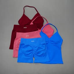 DFDK Women's 2Pcs Workout Set, Backless Yoga Vest, High Waist Seamless Tight Shorts, Gym Fitness Activewear