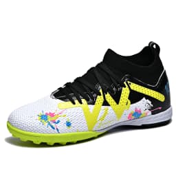 Men TF Turf Soccer Shoes, Breathable PU Upper Anti-slip Rubber Cleats, Adult Football Sneakers for Artificial Grass Training