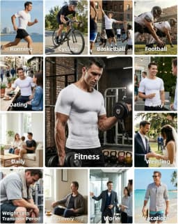 1Pcs Seamless Compression Shirt for Men, Slimming Abdomen Body Shaper Short Sleeve Vest, Workout Undershirt for Daily Training