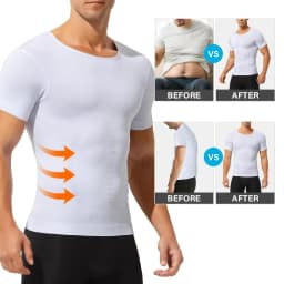 1Pcs Seamless Compression Shirt for Men, Slimming Abdomen Body Shaper Short Sleeve Vest, Workout Undershirt for Daily Training