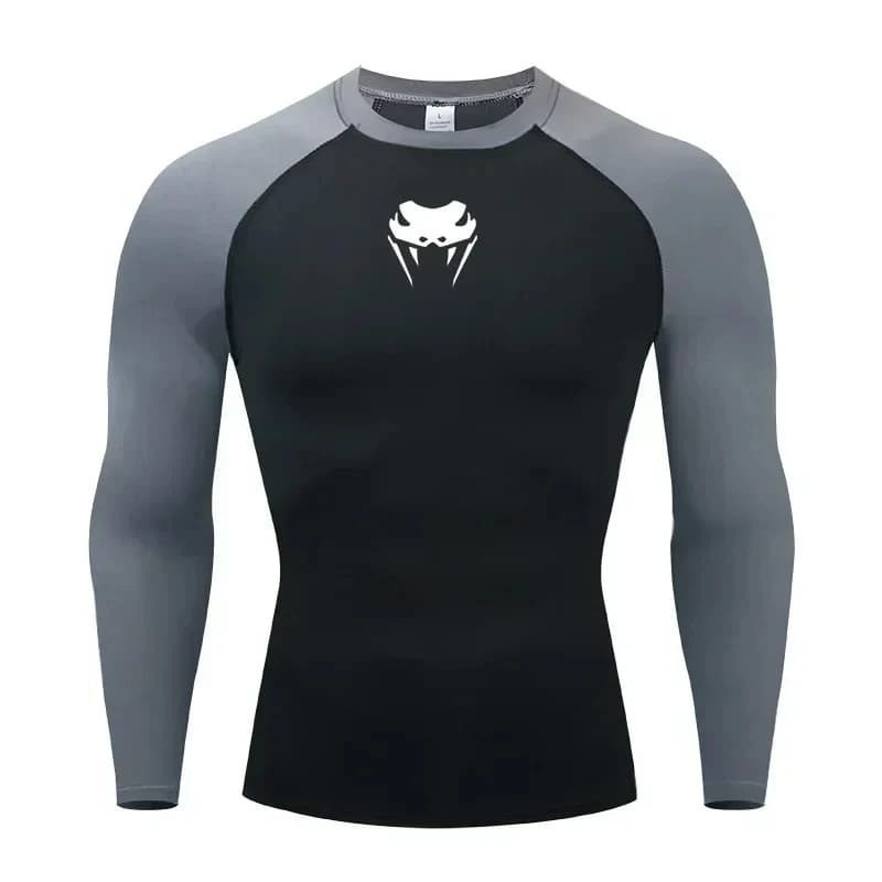 Men's O Neck Quick Dry Compression Tshirt Running Gym MMA Long Short Sleeve Sports Rashguard Athletic Top