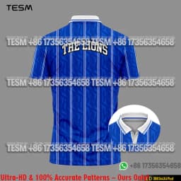 Men Retro Blue Striped Polo Shirt 3D Print Short Sleeve Sports Jersey Streetwear Fashion Casual Soccer Training T Shirts