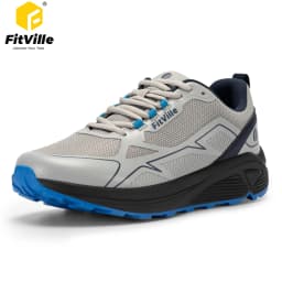 FitVille Trail Running Shoes for Men Wide Toe Box Walking Shoes Comfortable Non-Slip Sports Sneakers for Flat Feet Relief Pain