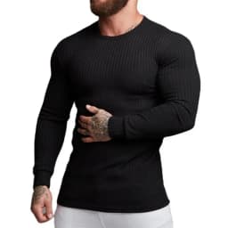 Running Long Sleeve Plain Gym T-Shirts Mens Fitness Slim Fit Sports Strips Shirts Knitted Breathable Quick Dry Autumn Clothing