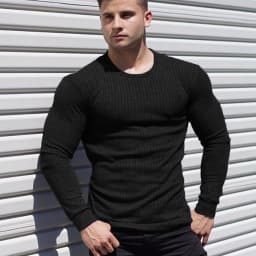 Running Long Sleeve Plain Gym T-Shirts Mens Fitness Slim Fit Sports Strips Shirts Knitted Breathable Quick Dry Autumn Clothing