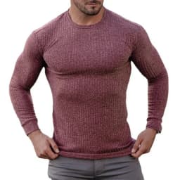 Running Long Sleeve Plain Gym T-Shirts Mens Fitness Slim Fit Sports Strips Shirts Knitted Breathable Quick Dry Autumn Clothing