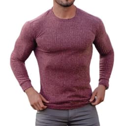 Running Long Sleeve Plain Gym T-Shirts Mens Fitness Slim Fit Sports Strips Shirts Knitted Breathable Quick Dry Autumn Clothing