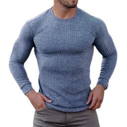 Running Long Sleeve Plain Gym T-Shirts Mens Fitness Slim Fit Sports Strips Shirts Knitted Breathable Quick Dry Autumn Clothing