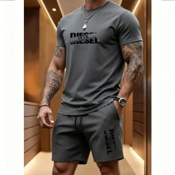 Summer Men's Casual Two-piece Set Round-neck Short-sleeved T-shirt and Sports Shorts for Outdoor Activities