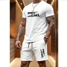 Summer Men's Casual Two-piece Set Round-neck Short-sleeved T-shirt and Sports Shorts for Outdoor Activities