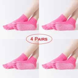 4 Pairs Women Anti-slip Yoga Socks Fingers Fitness Pilates Socks Gym Five Toe Sport Socks Cotton Colourful Elastic Winter