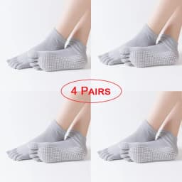 4 Pairs Women Anti-slip Yoga Socks Fingers Fitness Pilates Socks Gym Five Toe Sport Socks Cotton Colourful Elastic Winter