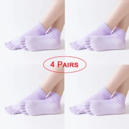 4 Pairs Women Anti-slip Yoga Socks Fingers Fitness Pilates Socks Gym Five Toe Sport Socks Cotton Colourful Elastic Winter
