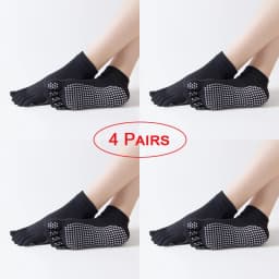4 Pairs Women Anti-slip Yoga Socks Fingers Fitness Pilates Socks Gym Five Toe Sport Socks Cotton Colourful Elastic Winter