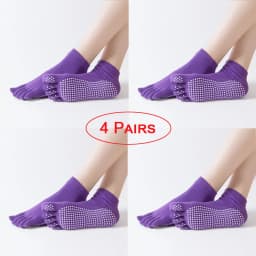 4 Pairs Women Anti-slip Yoga Socks Fingers Fitness Pilates Socks Gym Five Toe Sport Socks Cotton Colourful Elastic Winter