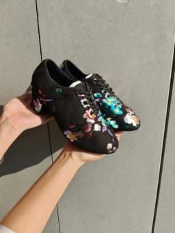 Print High Heel Dance Shoes Sneakers For Women Ballroom Latin Dance Shoes Adult Close Toe Teacher Training Shoes Oxford Sneakers