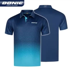 DONIC table tennis shirts. Features gradient colors with a honeycomb pattern, short sleeves, Ideal for sports, offering comfort