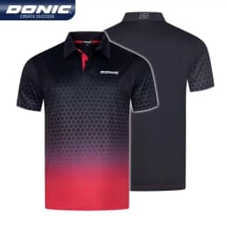 DONIC table tennis shirts. Features gradient colors with a honeycomb pattern, short sleeves, Ideal for sports, offering comfort
