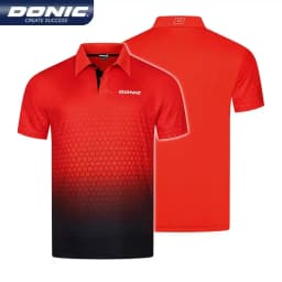 DONIC table tennis shirts. Features gradient colors with a honeycomb pattern, short sleeves, Ideal for sports, offering comfort