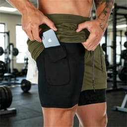 2026 Summer Sports Shorts 2-in-1 quick-dry multi-pocket Running Shorts men ventilation sweatpants Fitness double-deck men Shorts