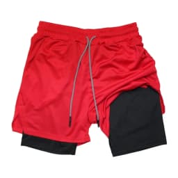 Men's Double Layer Fitness Shorts 2 in 1 Men Fitness Gym Training Sports Shorts Quick Dry Workout Jogging Double Deck Summer
