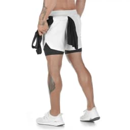 Men's Double Layer Fitness Shorts 2 in 1 Men Fitness Gym Training Sports Shorts Quick Dry Workout Jogging Double Deck Summer