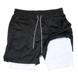 Men's Double Layer Fitness Shorts 2 in 1 Men Fitness Gym Training Sports Shorts Quick Dry Workout Jogging Double Deck Summer