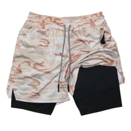 Men's Double Layer Fitness Shorts 2 in 1 Men Fitness Gym Training Sports Shorts Quick Dry Workout Jogging Double Deck Summer