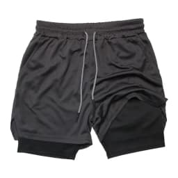 Men's Double Layer Fitness Shorts 2 in 1 Men Fitness Gym Training Sports Shorts Quick Dry Workout Jogging Double Deck Summer