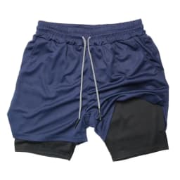 Men's Double Layer Fitness Shorts 2 in 1 Men Fitness Gym Training Sports Shorts Quick Dry Workout Jogging Double Deck Summer