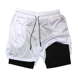 Men's Double Layer Fitness Shorts 2 in 1 Men Fitness Gym Training Sports Shorts Quick Dry Workout Jogging Double Deck Summer