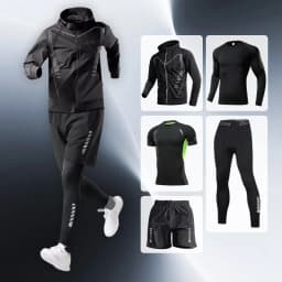 2025 New sports running set, running, fitness and cycling, breathable, sweat-wicking, quick-drying and highly elastic