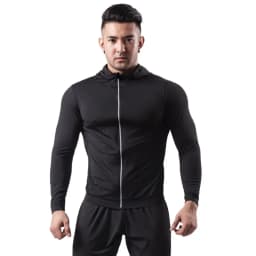 Running sports jacket hooded men's fitness morning run basketball training quick drying tight fitting jacket breathable jacket