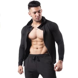 Running sports jacket hooded men's fitness morning run basketball training quick drying tight fitting jacket breathable jacket