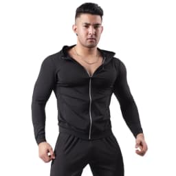 Running sports jacket hooded men's fitness morning run basketball training quick drying tight fitting jacket breathable jacket
