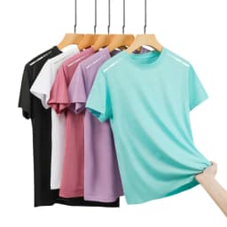Summer Women's Mesh Short Sleeves Street Jogging Fitness Solid Color Breathable T-shirt Women Reflective Strip Sports T-shirt