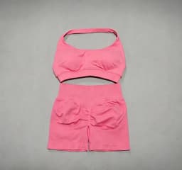 DFHE Women's Fashion 2 Piece Sports Set Lace Up Sports Bra Seamless Shorts Leggings Yoga Gym Fitness Running Tracksuit