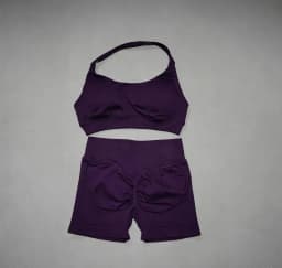 DFHE Women's Fashion 2 Piece Sports Set Lace Up Sports Bra Seamless Shorts Leggings Yoga Gym Fitness Running Tracksuit